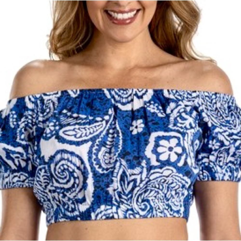 ITEM-DOTTI Crop Top Paisley Swim Cover Up. NWT Small